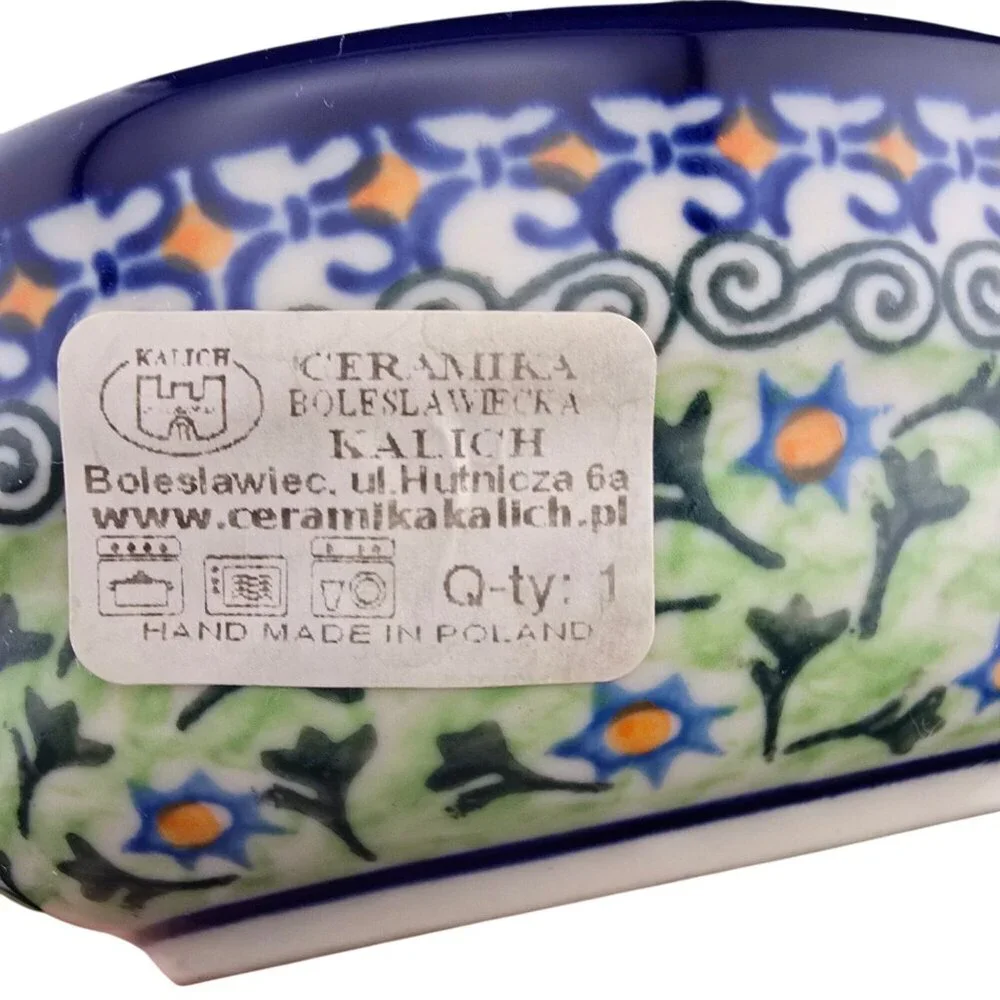 Kalich Boleslawiecka Ceramic Whimsical Heart Polish Pottery Bowl Floral Design - Picture 8 of 9